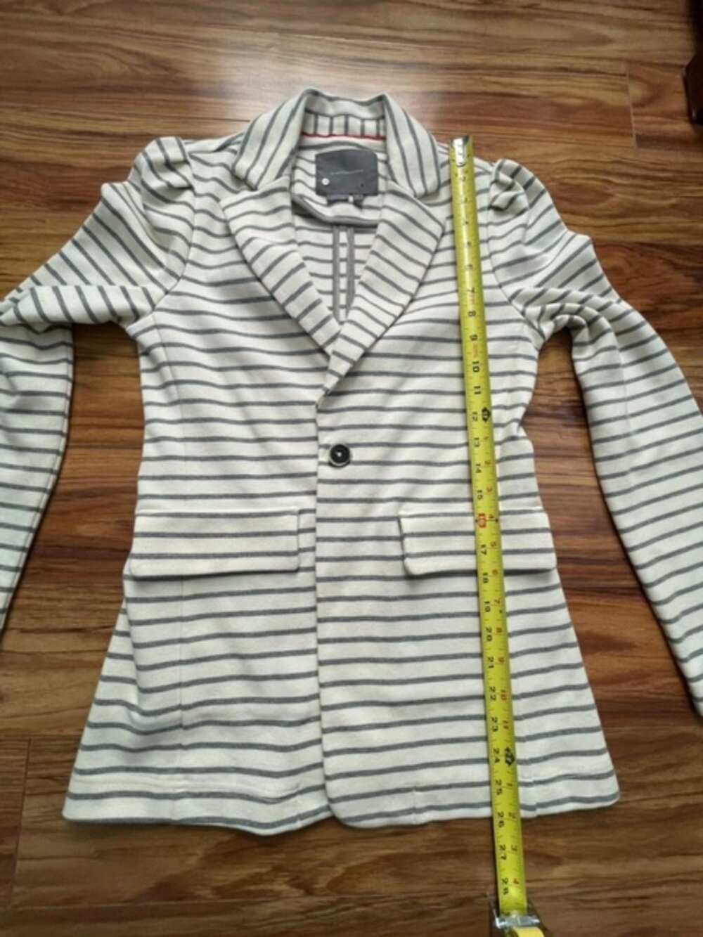 Anthropologie Women's Francoise Striped Knit Blazer, Black White, Size XS - Picture 6 of 7